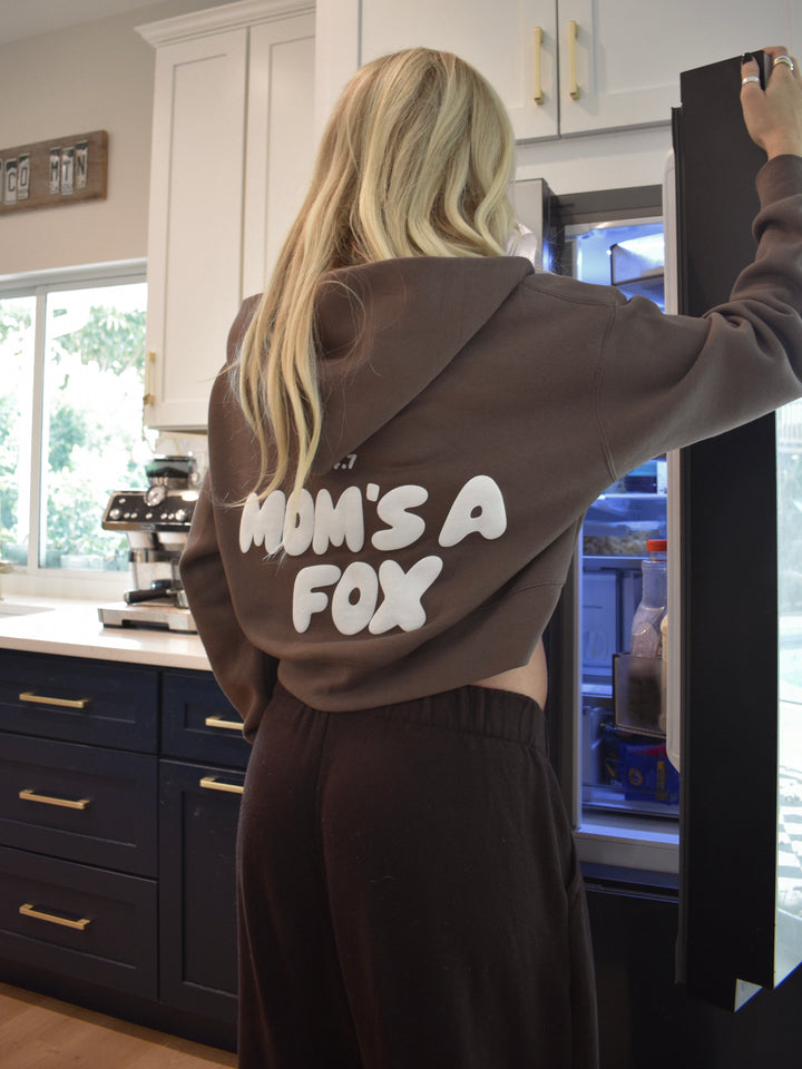 MOM’S A FOX Zip Crop Hoodie