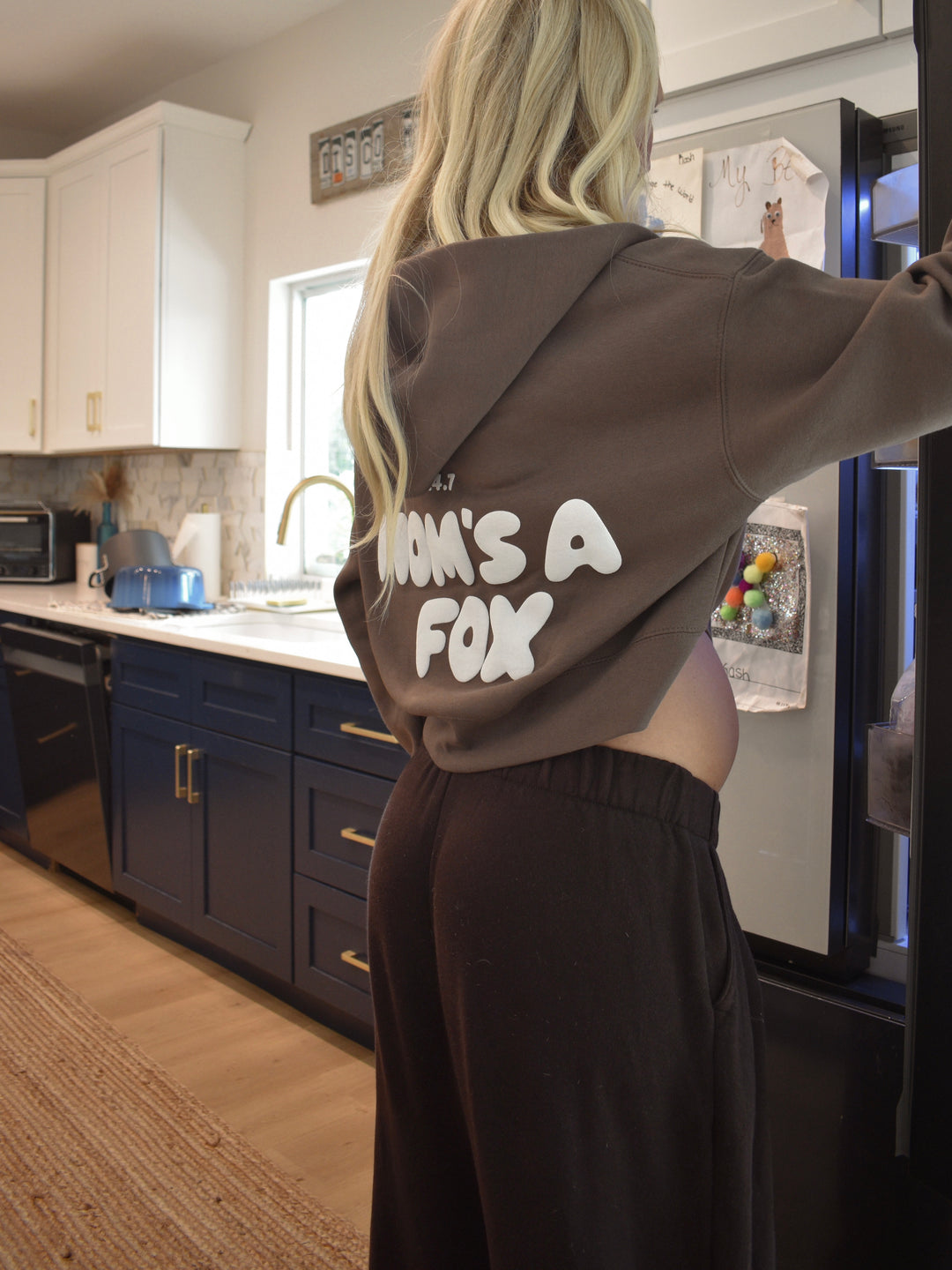 MOM’S A FOX Zip Crop Hoodie