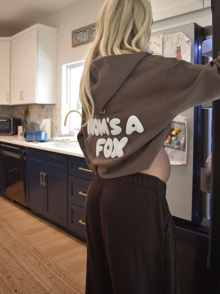MOM’S A FOX Zip Crop Hoodie